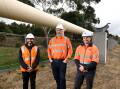 Gavin Ranasinghe, Matthew Duckett, Chris Loader at Ballarat Sewer Build stage two along the Yarrowee River. Picture by Adam Trafford