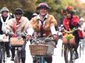 Tweed Ride participants pedal their way through the city streets during the 2023 Ballarat Heritage Festival. Picture by Adam Trafford